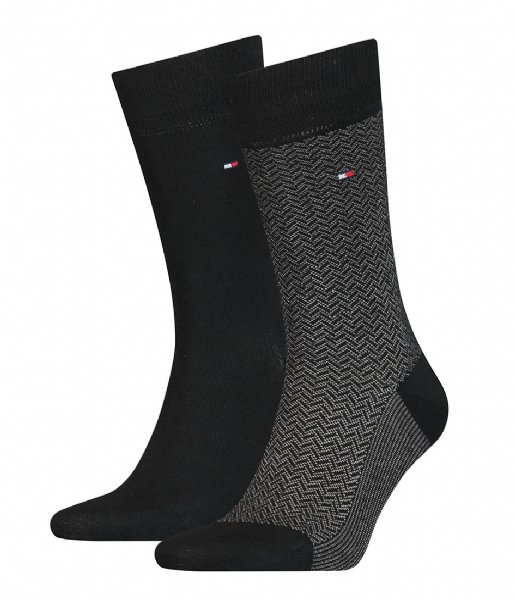 Tommy Hilfiger Sock Men Sock 2P Micro  Herringbone Black Combo (004)